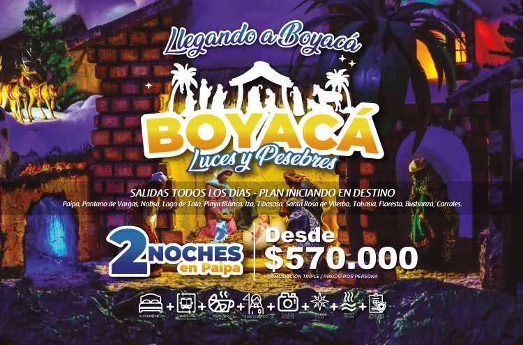 Viajes a Boyacá luces y pesebres con tour de luces llegando a Boyacá - Paipa Tours 2023