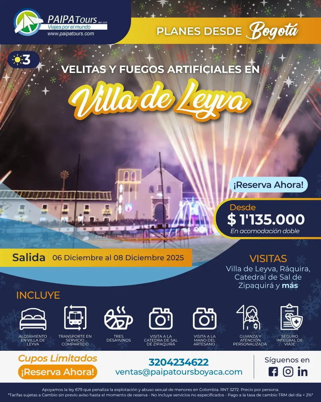 Viaje Velitas y Fuegos Artificiales en Villa de Leyva desde Bogotá - Diciembre 2025 - Paipa Tours